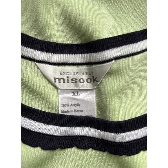 Exclusively Misook Contrast Trim Tank Top Shell Women's XL Lime Green Knit Layer - Picture 4 of 5